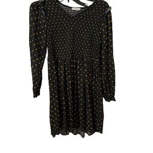 Beachlunchlounge Black Polka Dot Long Sleeve Midi Dress Size M